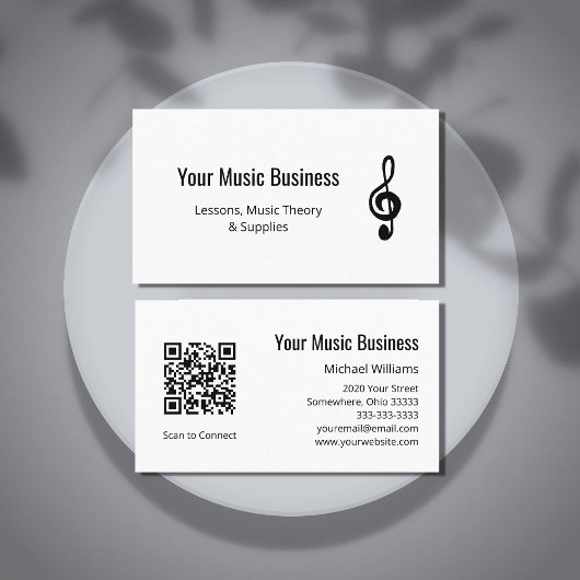 Eenvoudige Treble Clef QR code Muzieklessen Visitekaartje