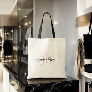 Eenvoudige trendnaam en Initialen Tote Bag