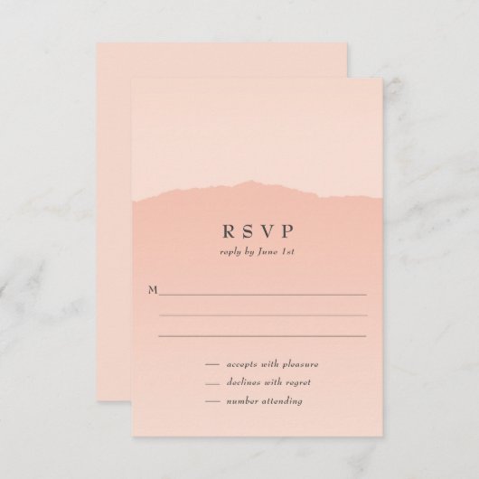 Eenvoudige Trendy Blush Wedding RSVP Kaart (Voorkant / Achterkant)