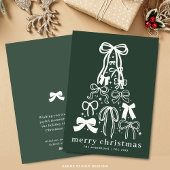 Eenvoudige Trendy Bow Ribbon Groene Kerst Feestdagenkaart