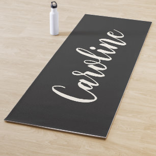 Eenvoudige Trendy Chic Black Calligrafie op maat Yogamat