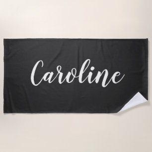 Eenvoudige Trendy Chic Zwarte Calligraphy Geperson Strandlaken