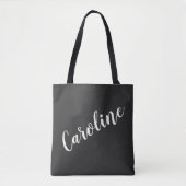 Eenvoudige Trendy Chic Zwarte Calligraphy Persoonl Tote Bag (Voorkant)