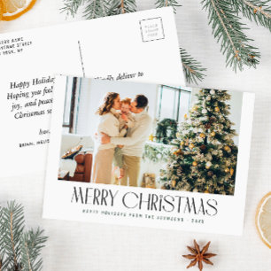 Eenvoudige trendy familie foto kerstkaart briefkaart