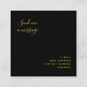 Eenvoudige Trendy Gold Glitter Black Script Name Vierkante Visitekaartje (Achterkant)