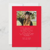 Eenvoudige trendy golvende rand rode foto afstuder kaart (Achterkant)