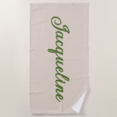 Eenvoudige trendy groene + beige bruiloftsgroep strandlaken (Voorkant)