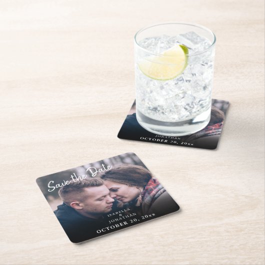 Eenvoudige Trendy Handscriptfoto slaat de datum op Kartonnen Onderzetters (Insitu)