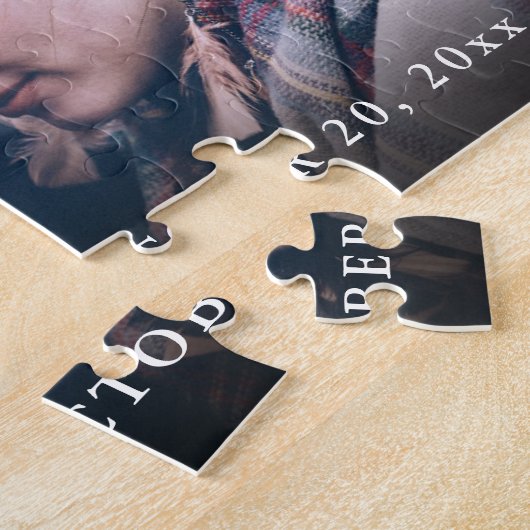 Eenvoudige Trendy Handscriptfoto slaat de datum op Legpuzzel (Zijkant)