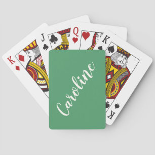 Eenvoudige Trendy Kelly Groen Calligrafie Geperson Pokerkaarten