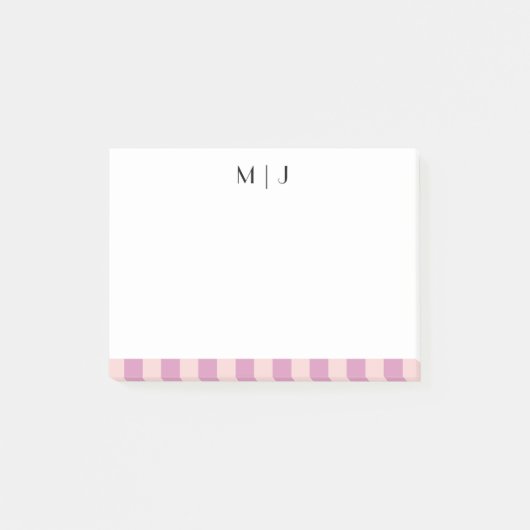 Eenvoudige Trendy Minimalistische Strepen Monogram Post-it® Notes (Voorkant)