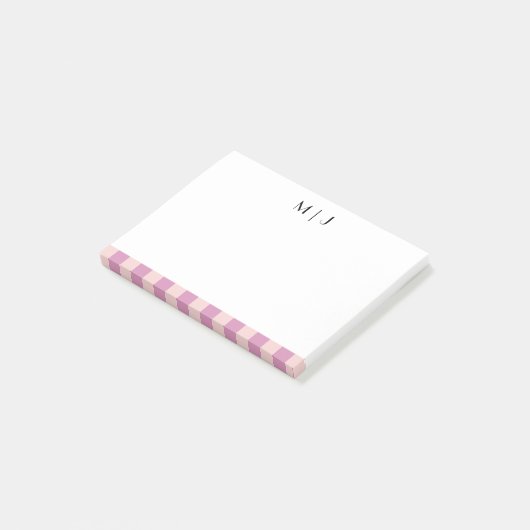 Eenvoudige Trendy Minimalistische Strepen Monogram Post-it® Notes (Schuin)