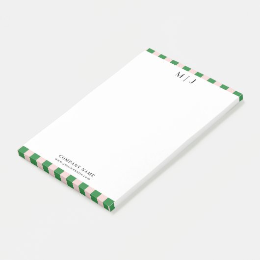 Eenvoudige Trendy Minimalistische Strepen Monogram Post-it® Notes (Schuin)