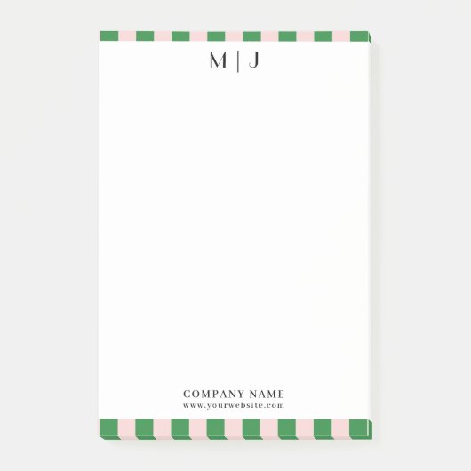 Eenvoudige Trendy Minimalistische Strepen Monogram Post-it® Notes (Voorkant)