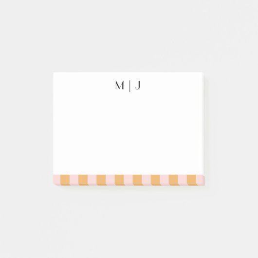 Eenvoudige Trendy Minimalistische Strepen Monogram Post-it® Notes (Voorkant)