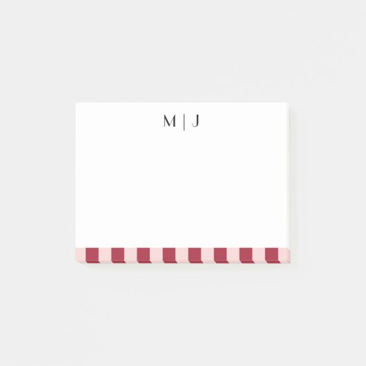 Eenvoudige Trendy Minimalistische Strepen Monogram Post-it® Notes (Voorkant)