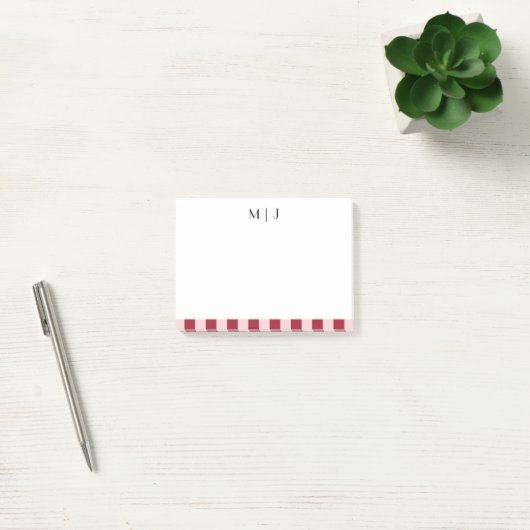Eenvoudige Trendy Minimalistische Strepen Monogram Post-it® Notes (Kantoor)