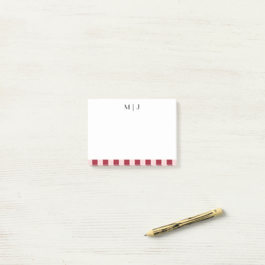Eenvoudige Trendy Minimalistische Strepen Monogram Post-it® Notes (Op bureau)