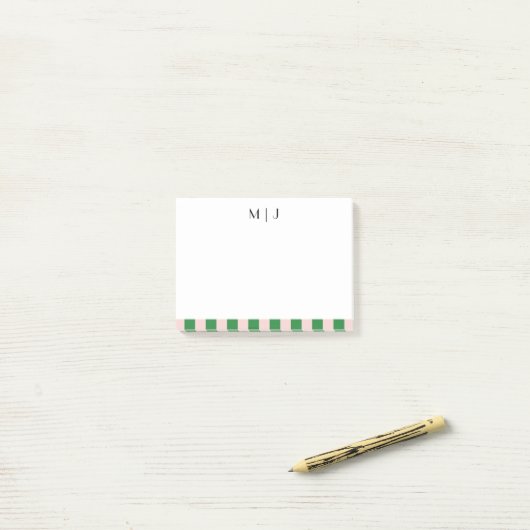 Eenvoudige Trendy Minimalistische Strepen Monogram Post-it® Notes (Op bureau)