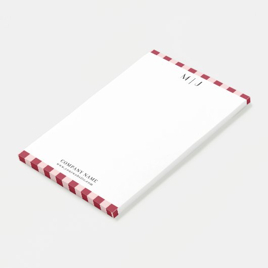 Eenvoudige Trendy Minimalistische Strepen Monogram Post-it® Notes (Schuin)