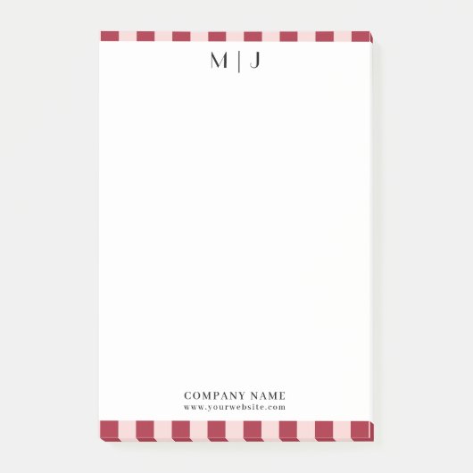 Eenvoudige Trendy Minimalistische Strepen Monogram Post-it® Notes (Voorkant)