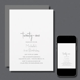 Eenvoudige Trendy Modern Minimalist 21st Birthday Kaart