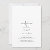 Eenvoudige Trendy Modern Minimalist 21st Birthday Kaart (Voorkant)