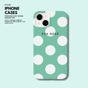 Eenvoudige trendy moderne salie groen grote polka Case-Mate iPhone 14 hoesje