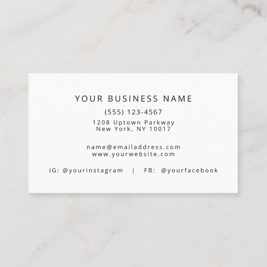 Eenvoudige Trendy Naam en Monogram Visitekaartje (Achterkant)