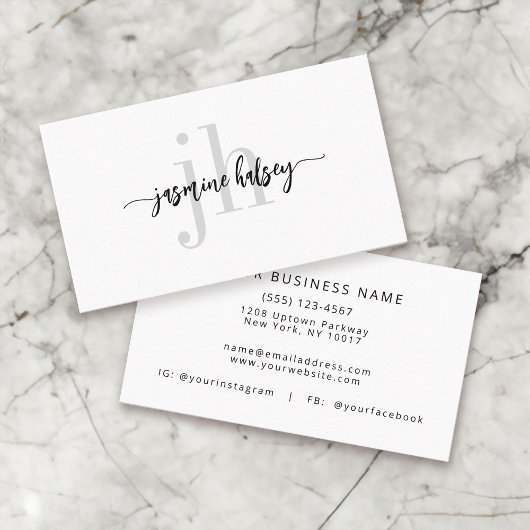 Eenvoudige Trendy Naam en Monogram Visitekaartje