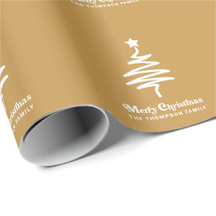 Eenvoudige trendy retro goud gepersonaliseerde ker cadeaupapier