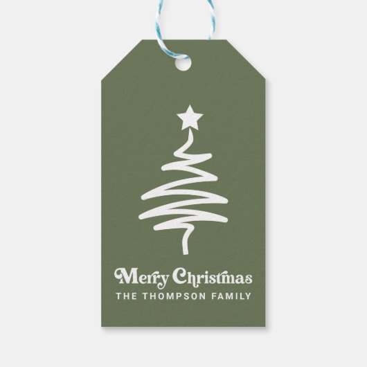 Eenvoudige Trendy Retro Groene Kerst Retour Adres Cadeaulabel (Achterkant)