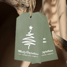 Eenvoudige Trendy Retro Groene Kerst Retour Adres Cadeaulabel
