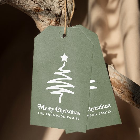 Eenvoudige Trendy Retro Groene Kerst Retour Adres Cadeaulabel
