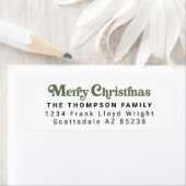 Eenvoudige Trendy Retro Groene Kerst Retour Adres Etiket (Insitu)