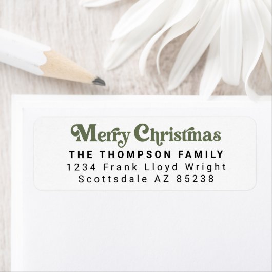 Eenvoudige Trendy Retro Groene Kerst Retour Adres Etiket (Insitu)