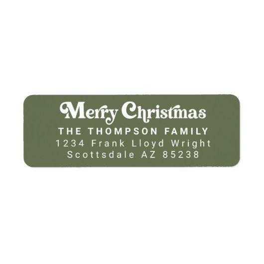 Eenvoudige Trendy Retro Groene Kerst Retour Adres Etiket (Voorkant)