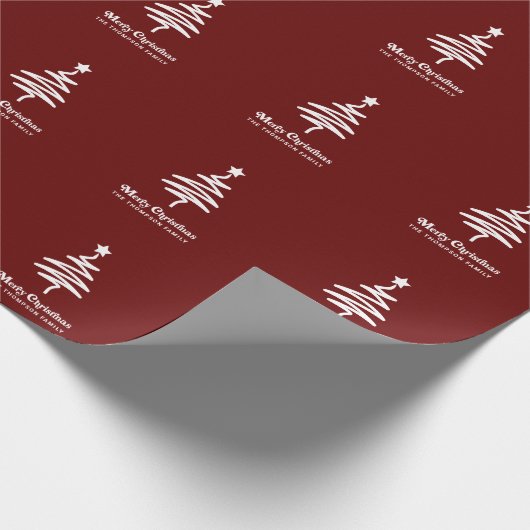 Eenvoudige trendy retro rode gepersonaliseerde ker cadeaupapier (Hoek)