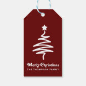 Eenvoudige trendy retro rode kerst retour adres cadeaulabel (Achterkant)