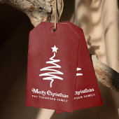 Eenvoudige trendy retro rode kerst retour adres cadeaulabel