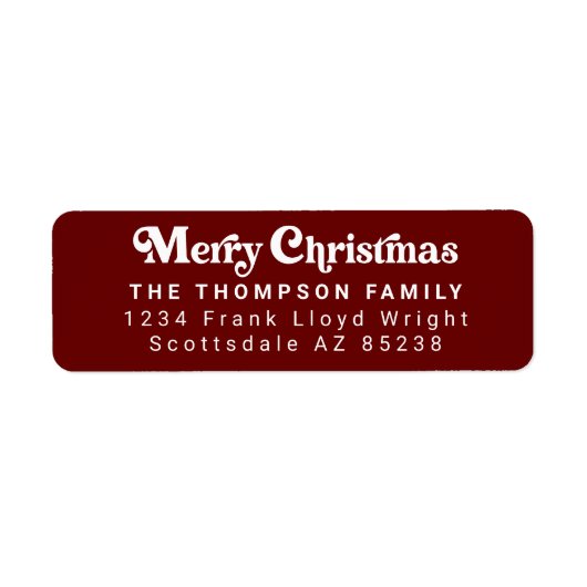 Eenvoudige trendy retro rode kerst retour adres etiket (Voorkant)