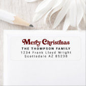 Eenvoudige trendy retro rode kerst retour adres etiket (Insitu)