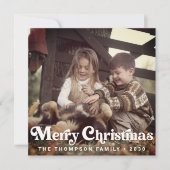 Eenvoudige Trendy Retro Typografie Foto Kerstmis Feestdagenkaart (Voorkant)