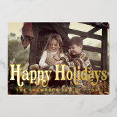 Eenvoudige Trendy Retro Typografie Foto Kerstmis Folie Feestdagenkaart (Voorkant)