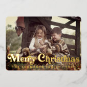 Eenvoudige Trendy Retro Typografie Foto Kerstmis Folie Feestdagenkaart (Voorkant)