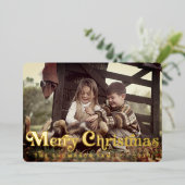 Eenvoudige Trendy Retro Typografie Foto Kerstmis Folie Feestdagenkaart (Staand Voorkant)