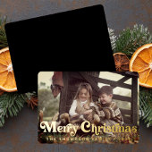 Eenvoudige Trendy Retro Typografie Foto Kerstmis Folie Feestdagenkaart