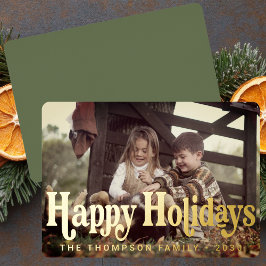 Eenvoudige Trendy Retro Typografie Foto Kerstmis Folie Feestdagenkaart