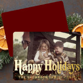 Eenvoudige Trendy Retro Typografie Foto Kerstmis Folie Feestdagenkaart