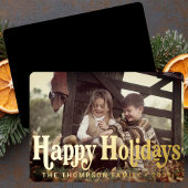 Eenvoudige Trendy Retro Typografie Foto Kerstmis Folie Feestdagenkaart